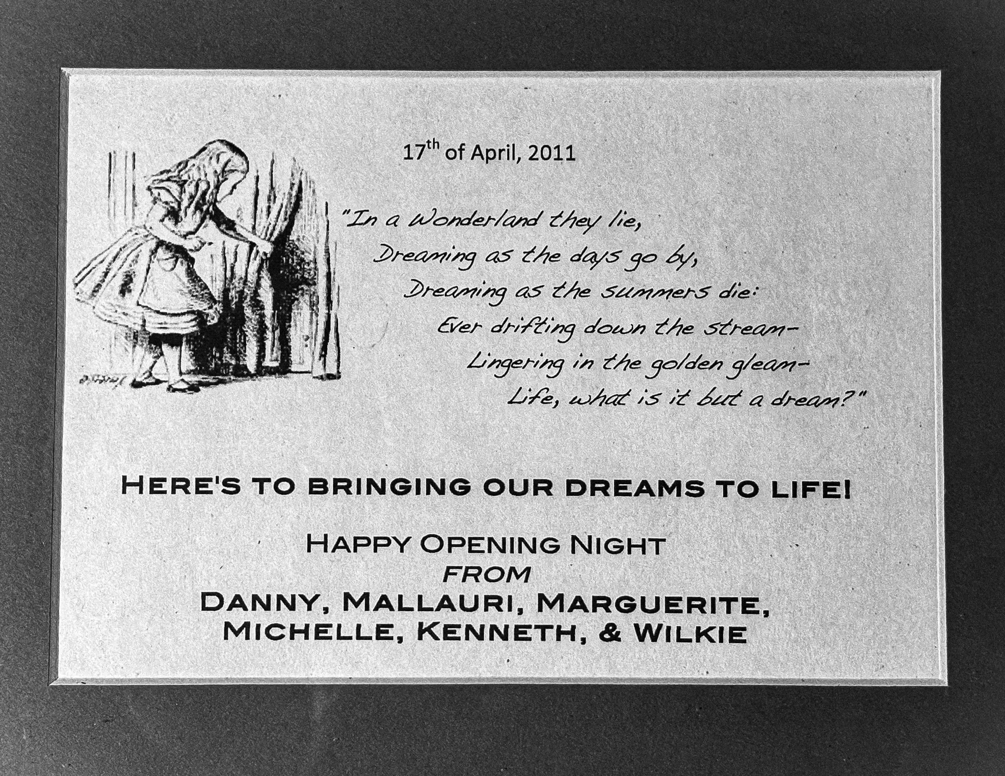 Wonderland premiere invitation card